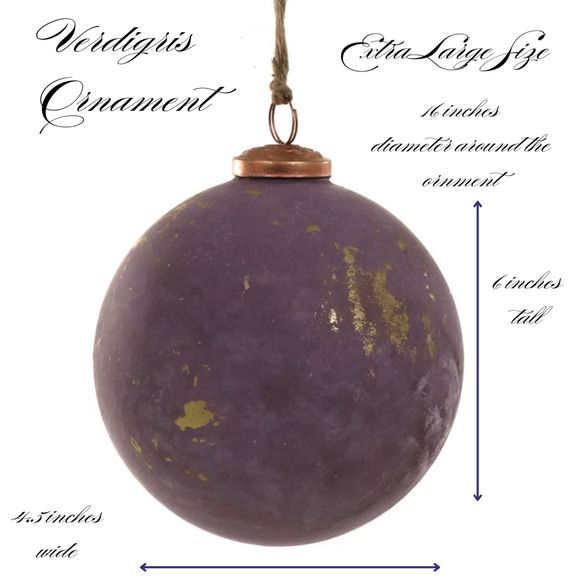 Cody Foster Berry Purple Gold Verdigris Distressed Ball Ornaments XL Sz Set of 6 - Picture 2 of 3